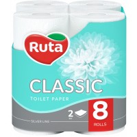 Папір туалетний Ruta Classic 2 шари 8 рулонів Білий