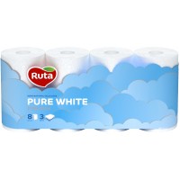 Туалетная бумага Ruta Pure White 150 отрывов 3 слоя 8 рулонов Белая
