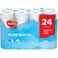 Туалетная бумага Ruta Pure White 3 слоя, 24 рулона 