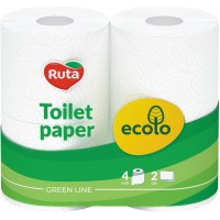 Туалетная бумага Ruta Ecolo 150 отрывов 2 слоя 4 рулона