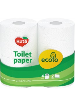 Туалетная бумага Ruta Ecolo 150 отрывов 2 слоя 4 рулона