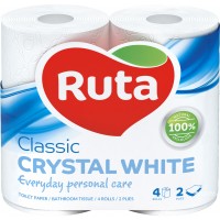 Туалетная бумага Ruta Classic Crystal white 170 отрывов 2 слоя, 4 рулона