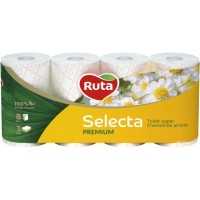 Туалетная бумага Ruta Selecta с ароматом ромашки 150 отрывов 3 слоя, 8 шт