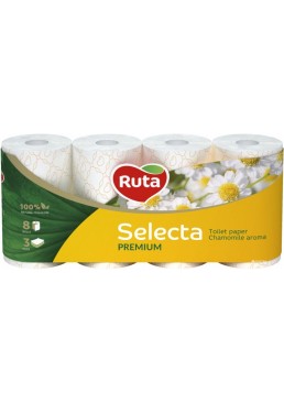 Туалетная бумага Ruta Selecta с ароматом ромашки 150 отрывов 3 слоя, 8 шт