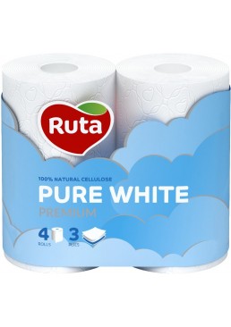 Туалетний папір Ruta Pure White 3 шари 4 рулони Біла