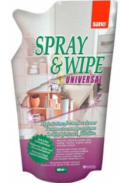 Універсальний засіб для чищення будь-яких поверхонь Sano Spray and Wipe (запаска), 500 мл