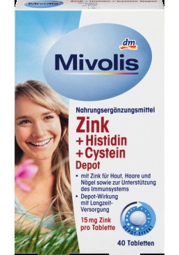 Пищевая добавка Mivolis Zink + Histidin + Cystein Depot, 40 шт