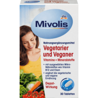 Необхідний комплекс мінералів і вітамінів для вегетаріанців Mivolis Vegetarier und Veganer Vitamine + Mineralstoffe, Tabletten, 30 шт