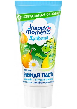 Детская гелевая зубная паста Дракоша Happy Moments со вкусом груши, 60 мл