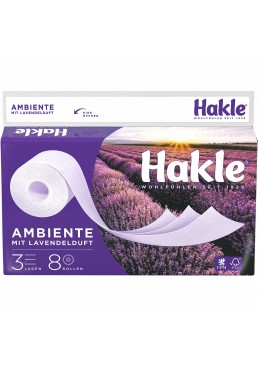 Туалетная бумага Hakle 3-х слойная аромат Лаванда, 8 рулонов
