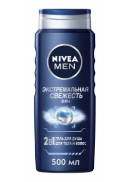 Гель для душа Nivea Men Екстремальна свіжість 2в1 для тіла і волосся з охолоджуючим ефектом, 500 мл