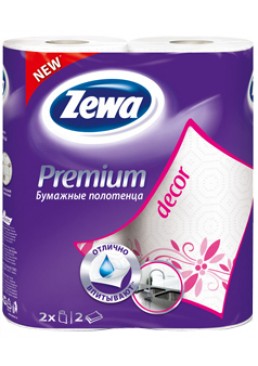 Бумажные полотенца Zewa Premium 2-слойные Декор Белые, 2 шт