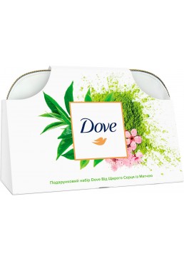 Подарунковий набір для жінок Dove Від щирого серця з матчів (бальзам, крем, дезодорант, шампунь, косметичка)