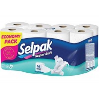 Туалетний папір Selpak тришарова біла, 16 рулонів