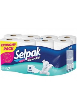 Туалетная бумага Selpak трехслойная белая, 16 рулонов