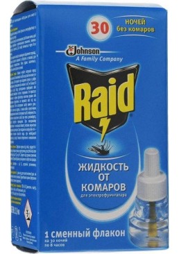 Жидкость от комаров для электрофумигаторов Raid 30 ночей, 22 мл 