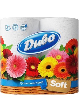 Папір туалетний Диво Soft 2 шари, 4 рулони