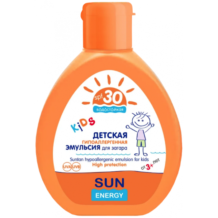 Детская гипоаллергенная эмульсия Sun Energy Kids для загара SPF 30, 150 мл - 
