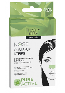 Очищающие полоски для носа с экстрактом Алоэ Вера Beauty Derm Nose Clear-Up Strips, 3 шт