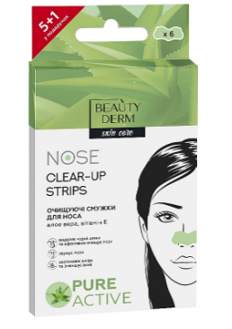 Очищающие полоски для носа с экстрактом Алоэ Вера Beauty Derm Nose Clear-Up Strips, 6 шт