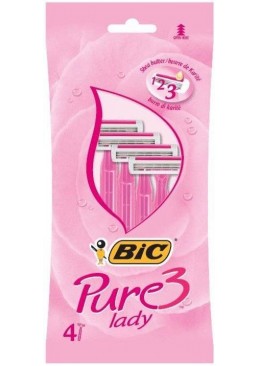 Набор одноразовых станков для бритья BiC Pure 3 Lady Pink, 4 шт