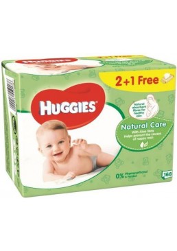Дитячі вологі серветки Huggies Natural Care 2+1 (56 х 3 шт), 168 шт
