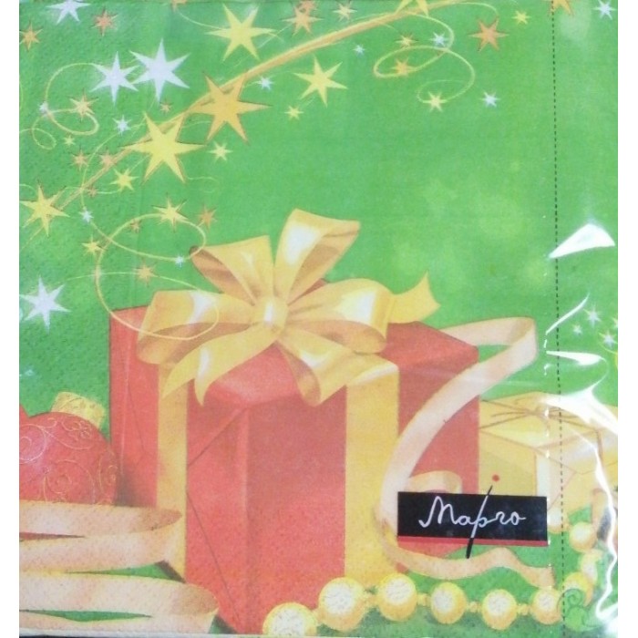 Серветки столові сервіровки Марго 3-х шарові Новорічний подарунок, 20 шт (17-640452) - 