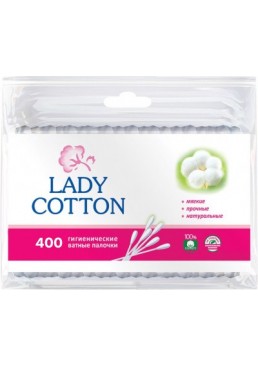 Ватные палочки Lady Cotton в полиэтиленовом пакете, 400 шт 