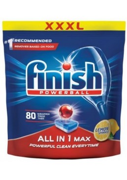 Таблетки для посудомоечной машины FINISH Powerball All-in-1 Max Lemon, 80 шт
