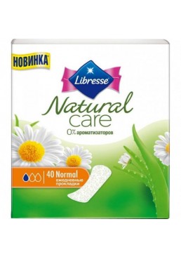 Щоденні гігієнічні прокладки Libresse Natural Care Pantyliners Normal, 40 шт