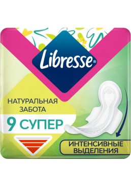 Гігієнічні прокладки Libresse Natural Care Ultra Clip Super, 9 шт