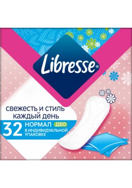 Ежедневные прокладки Libresse Daily Fresh Normal Deo ультратонкие с ароматом, 32 шт