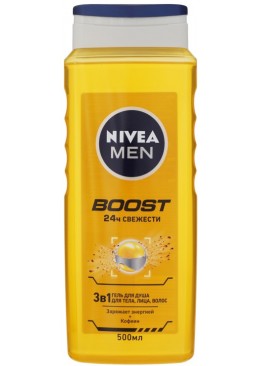 Гель для душа Nivea Men Boost 3 в 1 для тела, лица и волос, 500 мл