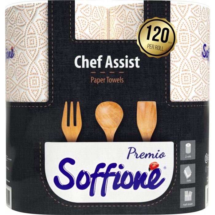 Бумажные полотенца Soffipro Chef Assist 120 листов, 2 рулона - 