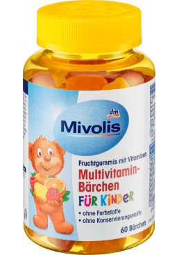 Жевательные мультивитамины для детей Mivolis Multivitamin-Bärchen für Kinder, 60 шт