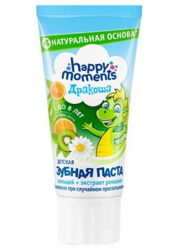 Дитяча гелева зубна паста Дракоша Happy Moments зі смаком фруктової м'яти, 60 мл