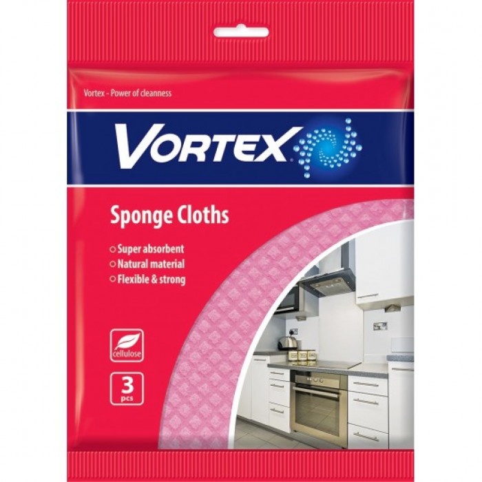 Серветки Vortex для прибирання губчасті, 3 шт (623697) - 