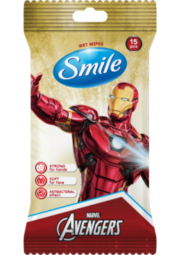 Вологі серветки Smile Antibacterial Marvel, 15 шт