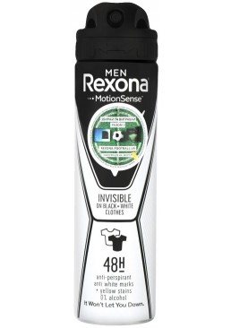 Антиперспирант для мужчин Invisible on black+white clothes Rexona, 150 мл