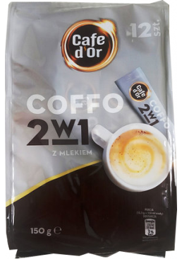 Кава розчинна в стіках Coffo Cafe d'or з молоком, 150 г (12 стіків)