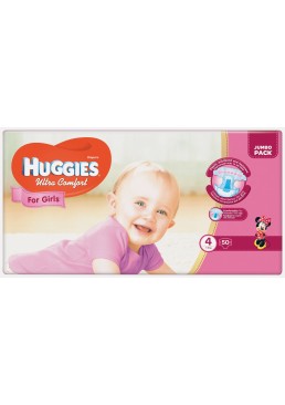 Подгузники Huggies Ultra Comfort 4 для девочек (8-14кг) 50шт