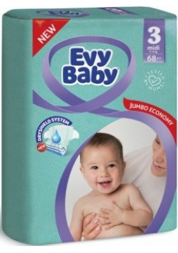 Подгузники детские Evy Baby Midi Jumbo 3 (5-9 кг), 68 шт