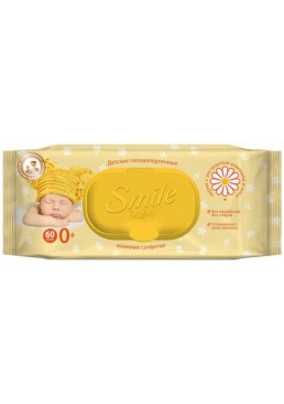 Вологі серветки Smile Baby з екстрактом ромашки і алое, 60 шт