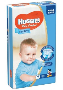 Подгузники для мальчиков Huggies Ultra Comfort 4 (7 - 16 кг), 66 шт 