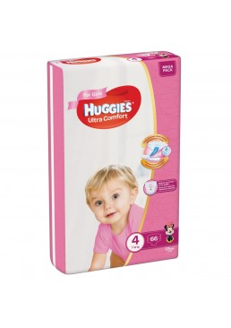 Подгузники для девочек Huggies Ultra Comfort 4 (7 - 16 кг), 66 шт
