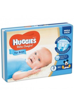 Подгузники для мальчиков Huggies Ultra Comfort Mega Pack 3 (5 - 9 кг), 80 шт