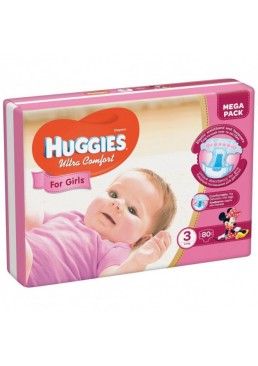 Подгузники для девочек Huggies Ultra Comfort Mega Pack 3 (5 - 9 кг), 80 шт