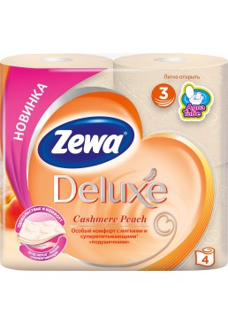 Туалетная бумага Zewa Deluxe трехслойная аромат Персик, 4 рулона 