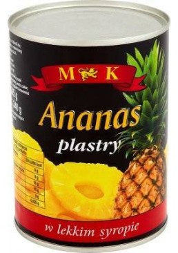 Консервированные ананасы в сиропе M&K, 580 г