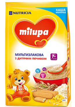 Молочна каша Milupa Мультизлакова з дитячим печивом, 210 г